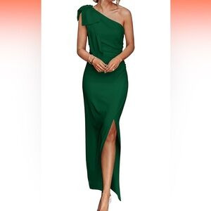 Chic One-Shoulder Dark Green Dress